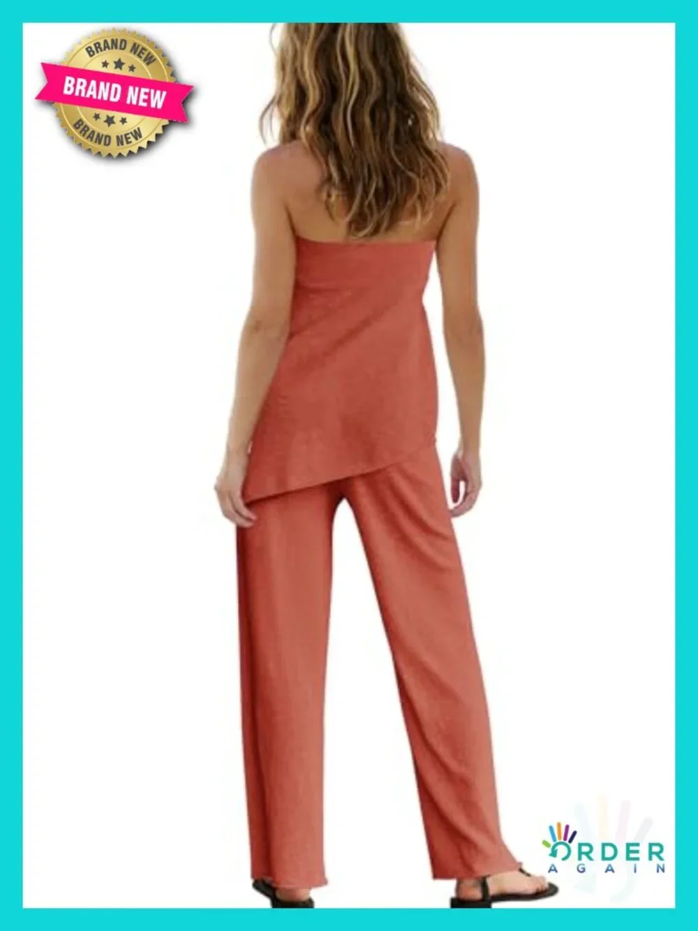 Off Shoulder Sweater Set 2 Piece Matching Lounge Knit Wide Leg Pants Set